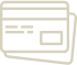 A line drawing of a credit card on a white background.