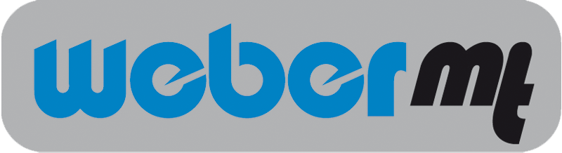 the weber my logo is blue and black on a white background .