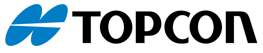 a blue and black logo for topcon on a white background .