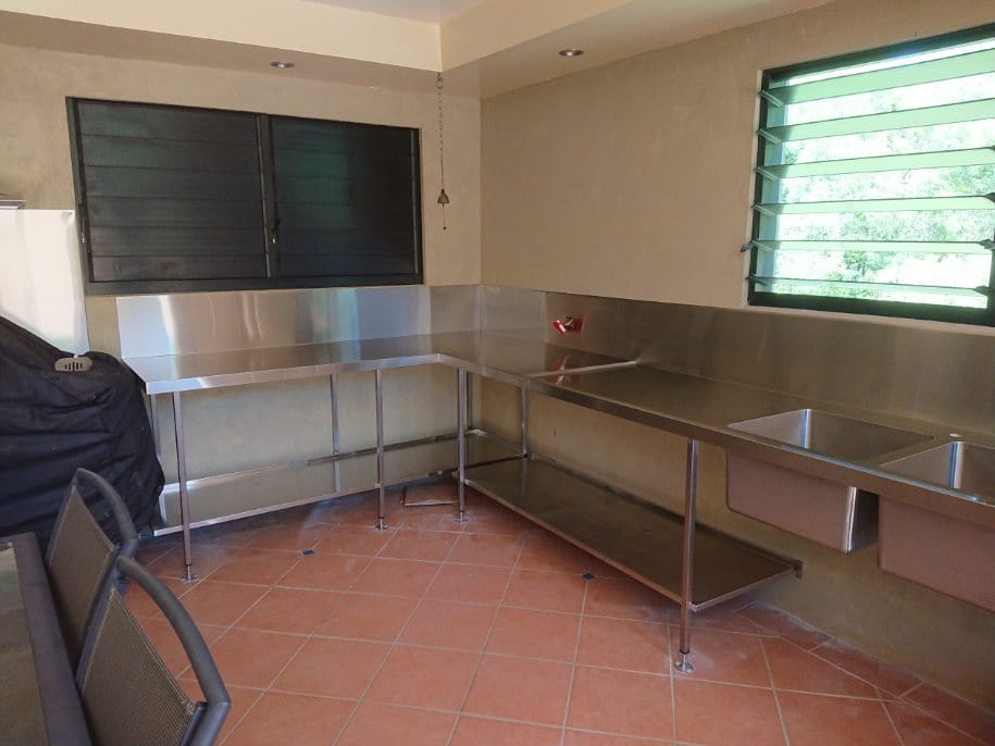 Stainless Steel Benches With Two Sinks — Sheet Metal Fabrication in Gold Coast, QLD