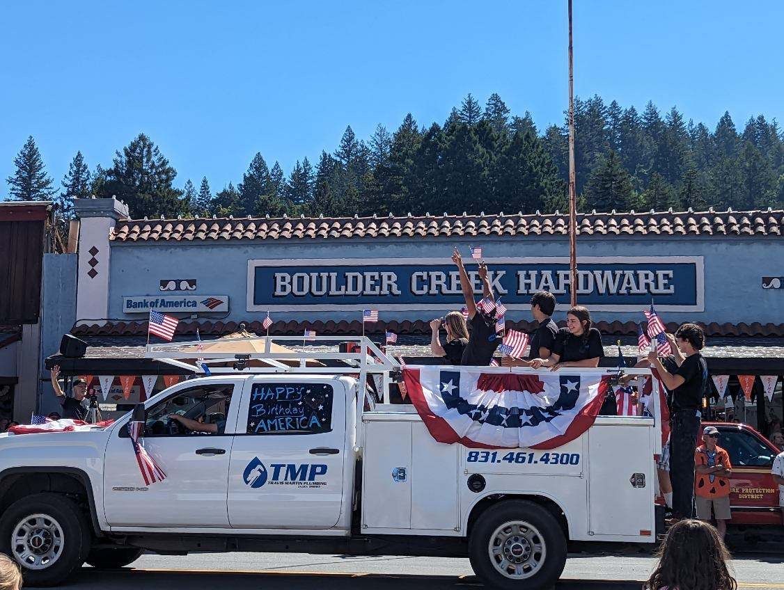 Travis Martin Plumbing Inc. team celebrating the 4th of July — local plumbing company in Santa Cruz County, CA
