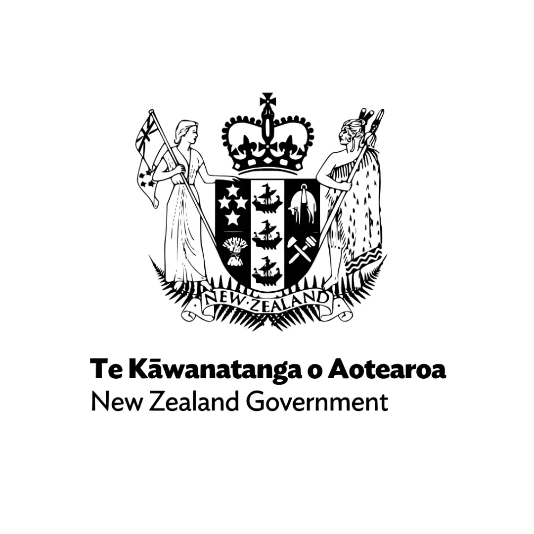 New Zealand Government coat of arms with text 