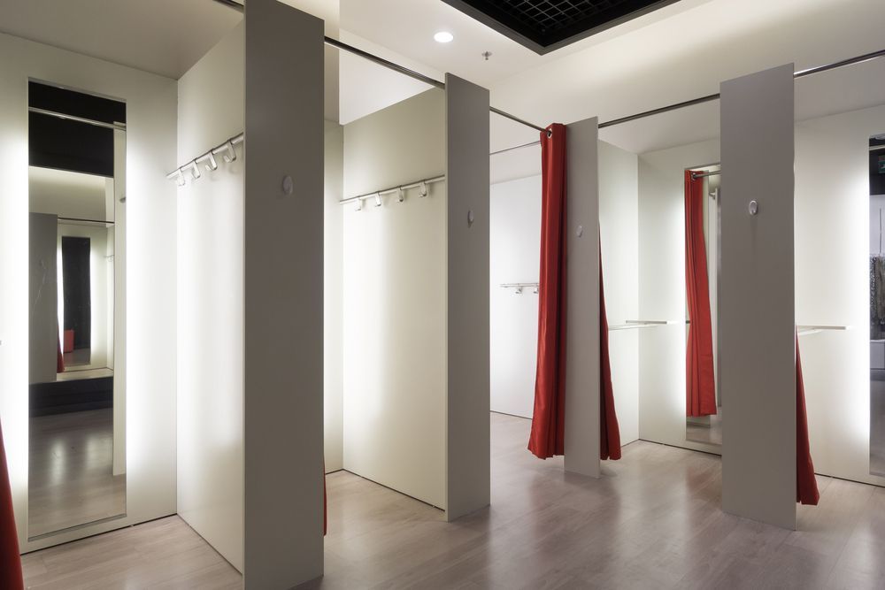 A Dressing Room with Red Curtains and Mirrors — FBM Fabrication In Nowra, NSW
