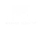 Modern Classics logo in white with stacked square and lines.