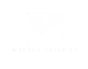Modern Classics logo in white with stacked square and lines.
