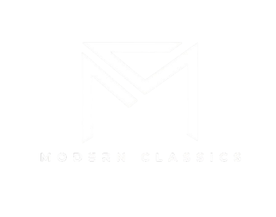 Modern Classics logo in white with stacked square and lines.