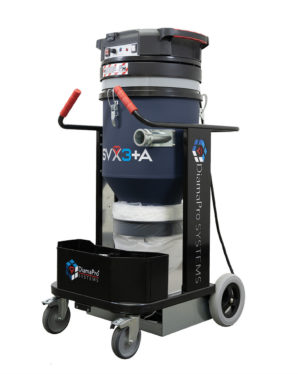 A vacuum cleaner on a cart that says vx3 + a on it