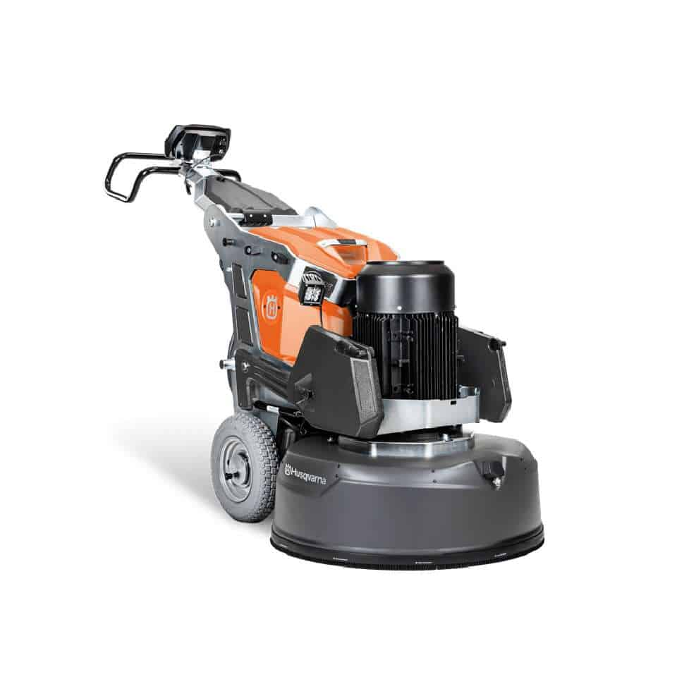 A husqvarna grinder is sitting on a white surface.