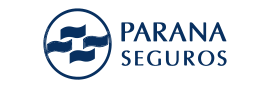 Logotipo de Paraná Seguros: formas tipo bandera azul dentro de un círculo azul, con el texto 