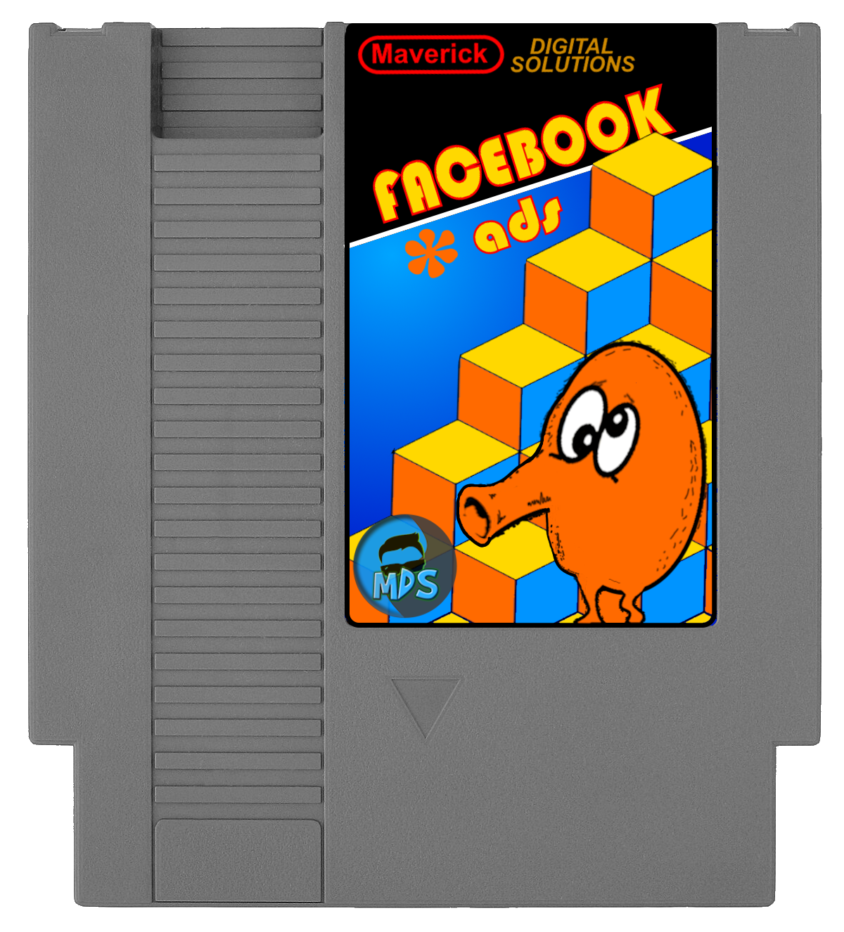 A video game cartridge that says facebook ads on it