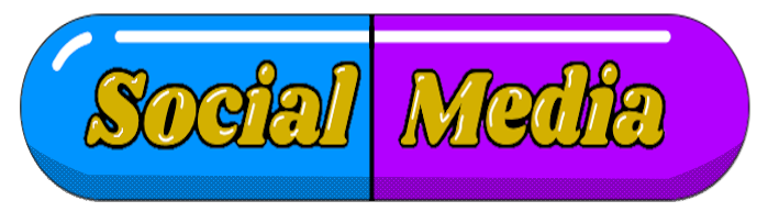 A blue and purple capsule with the words social media on it. Social Media Management