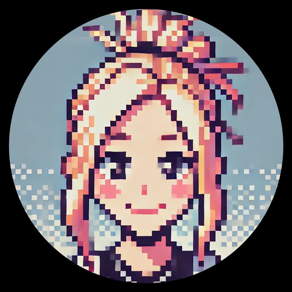A pixel art of a girl with a bun on her head. Jireh-Executive-Assistant