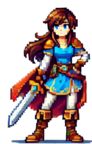 A pixel art of a woman fantasy warrior or adventurer. Lauren - Maverick Digital Solutions