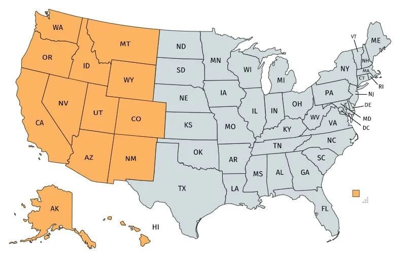 map of western usa states