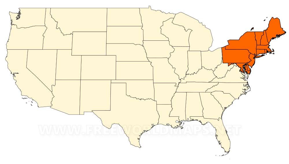 map of northeast usa states