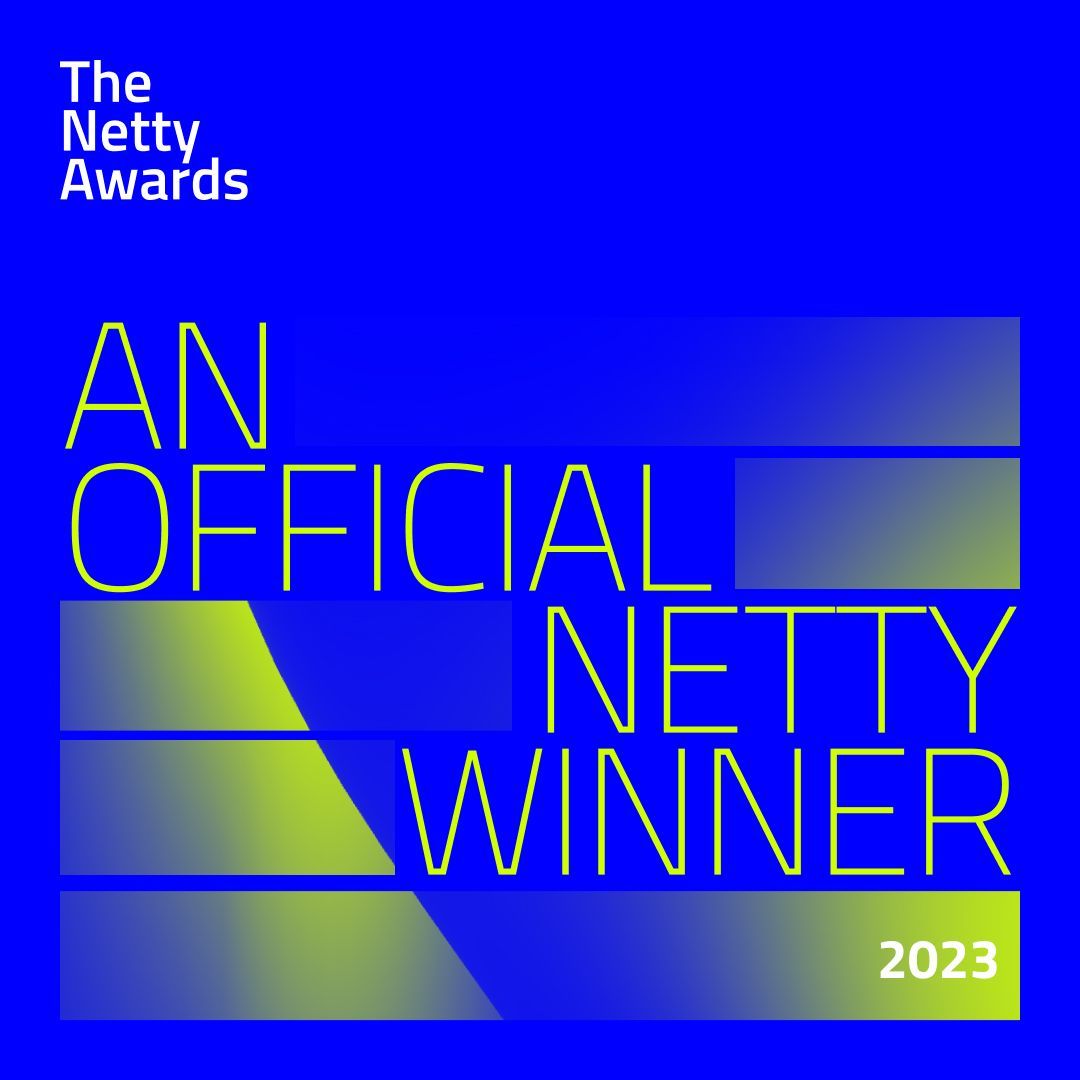 a blue and green logo for the netty awards