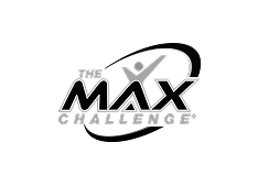The MAX Challenge logo: Black text with white accents, person icon inside a curved shape.