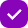 White checkmark icon on a purple rounded square.