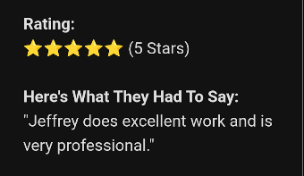 A 5-star review that reads: 
