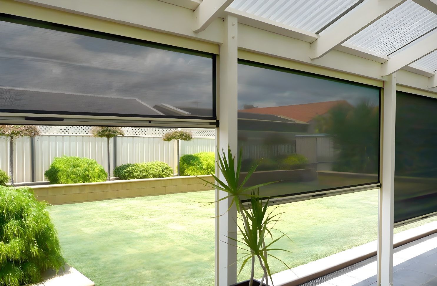 Outdoor Blinds Enclosing Alfresco Patio Area For Sun Protection