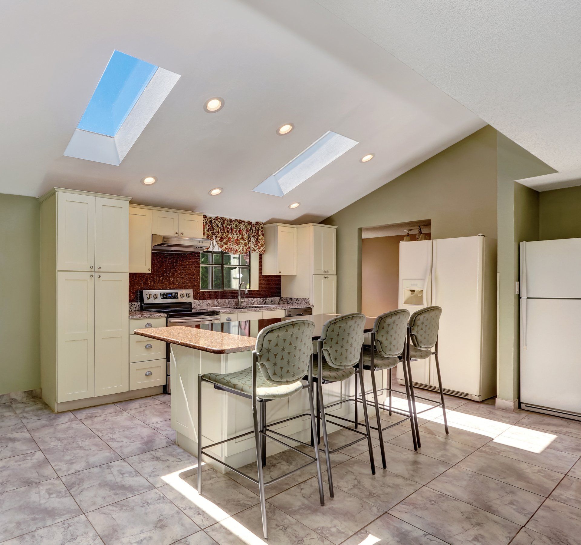 kitchen with skylights