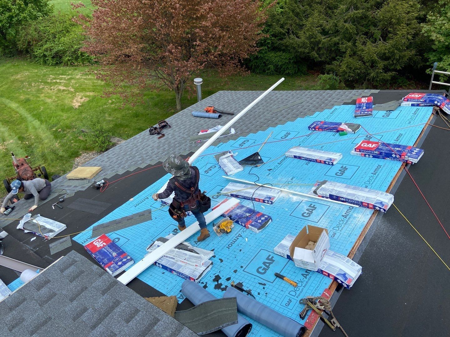 ariel view of roof installation
