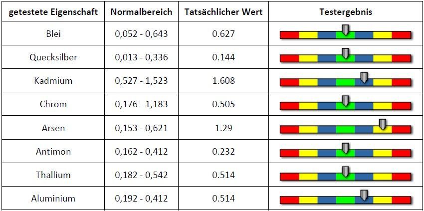 Anja Ebert - Bioscan Testergebnisse 2