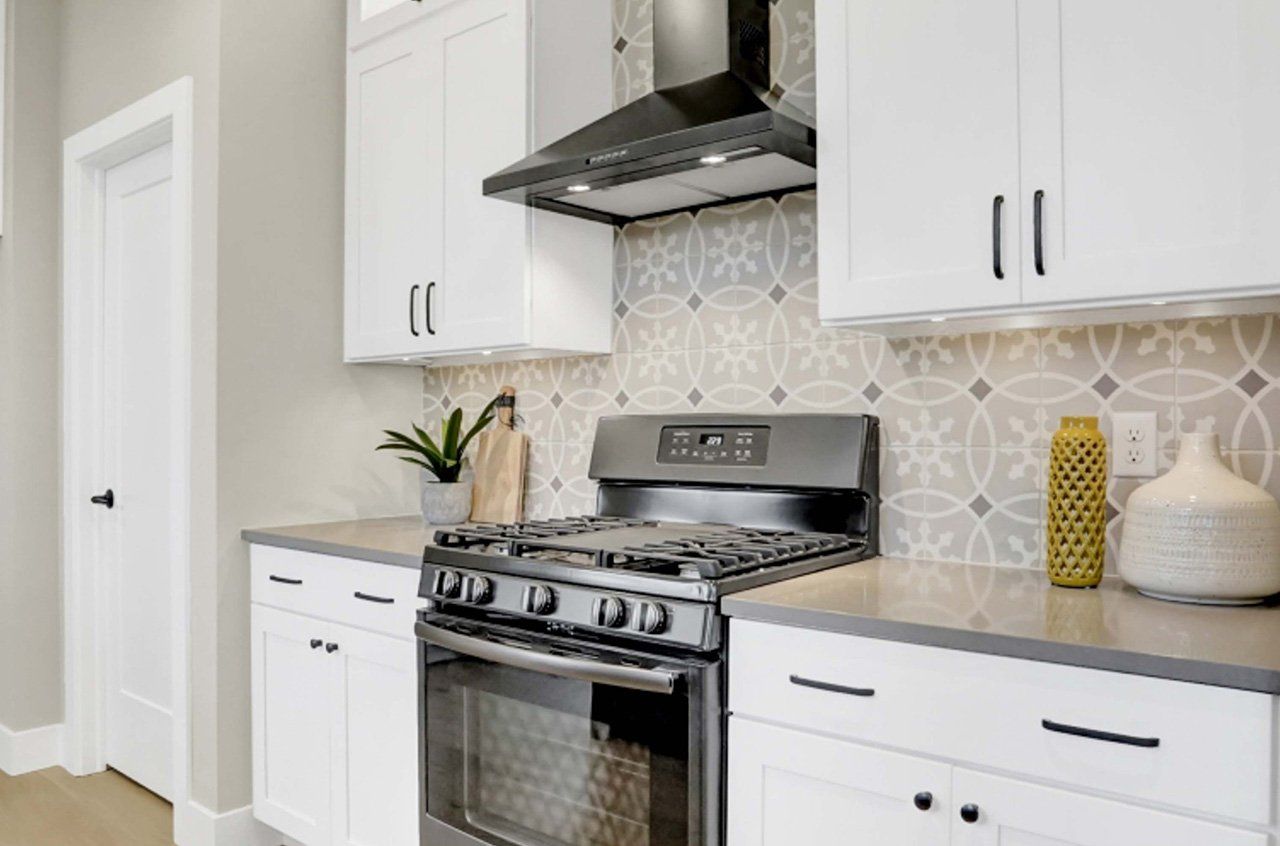 Gray tile design featured in the Avery model in Madison Court