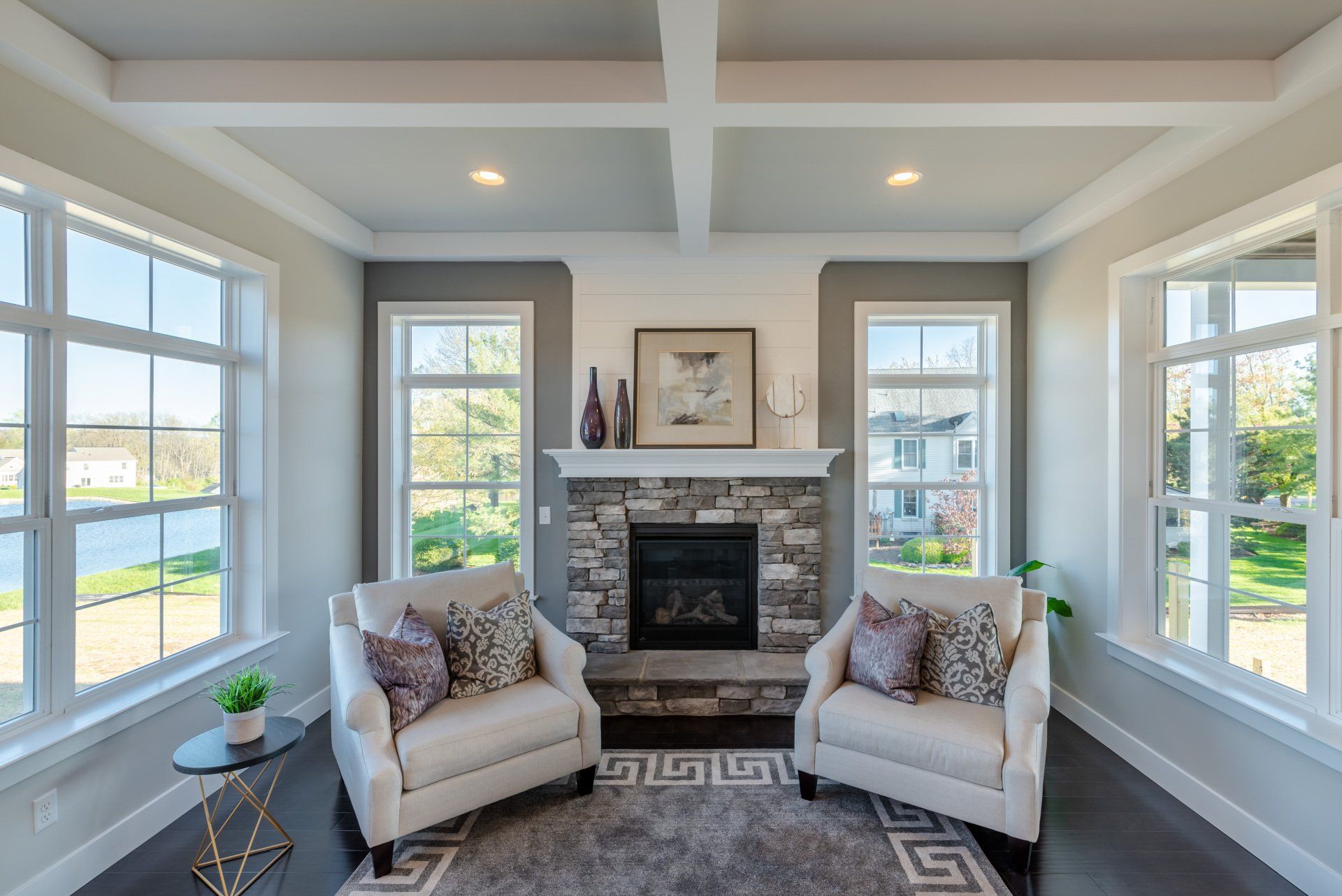 Stone fire place Featured in Hawk Valley at our Sullivan model home