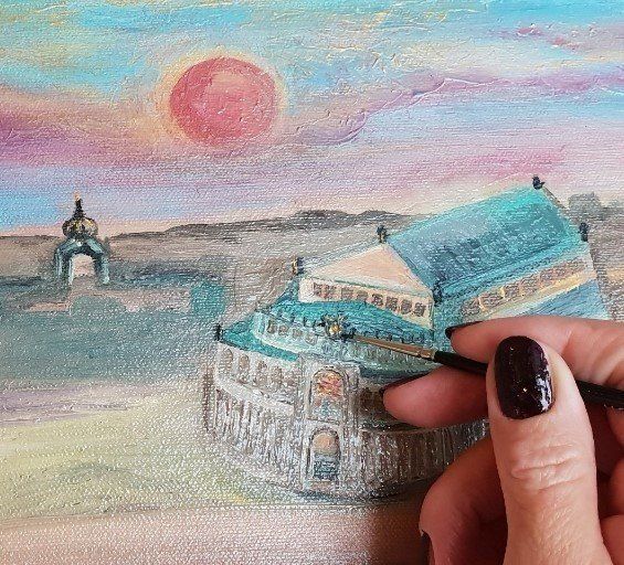 Dresden, Semperoper, Ölbild, Öl auf Leinwand, Kunst, Dresdner Zwinger