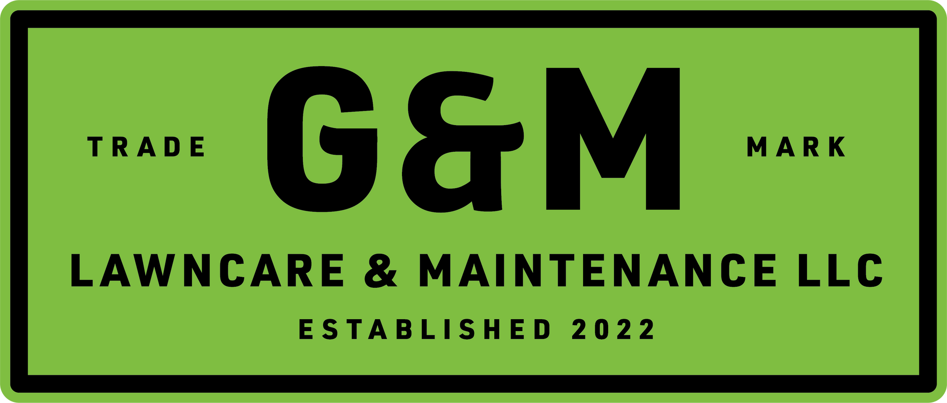 The logo for g & m lawncare and maintenance llc is green and black.