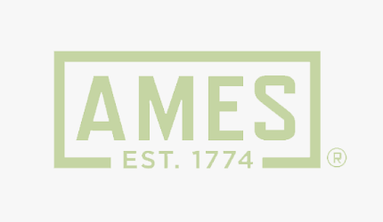 The ames est 1774 logo is green and white on a white background.