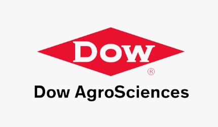 A red and white logo for dow agrosciences on a white background.