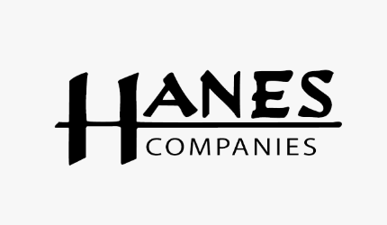 A black and white logo for hanes companies on a white background.