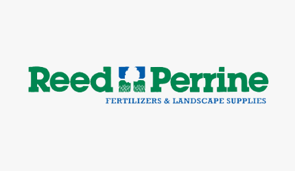 A logo for reed & perrine fertilizers and landscape supplies