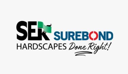 The logo for sek surebond hardscapes done right !
