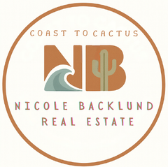 Logo: brown circle,