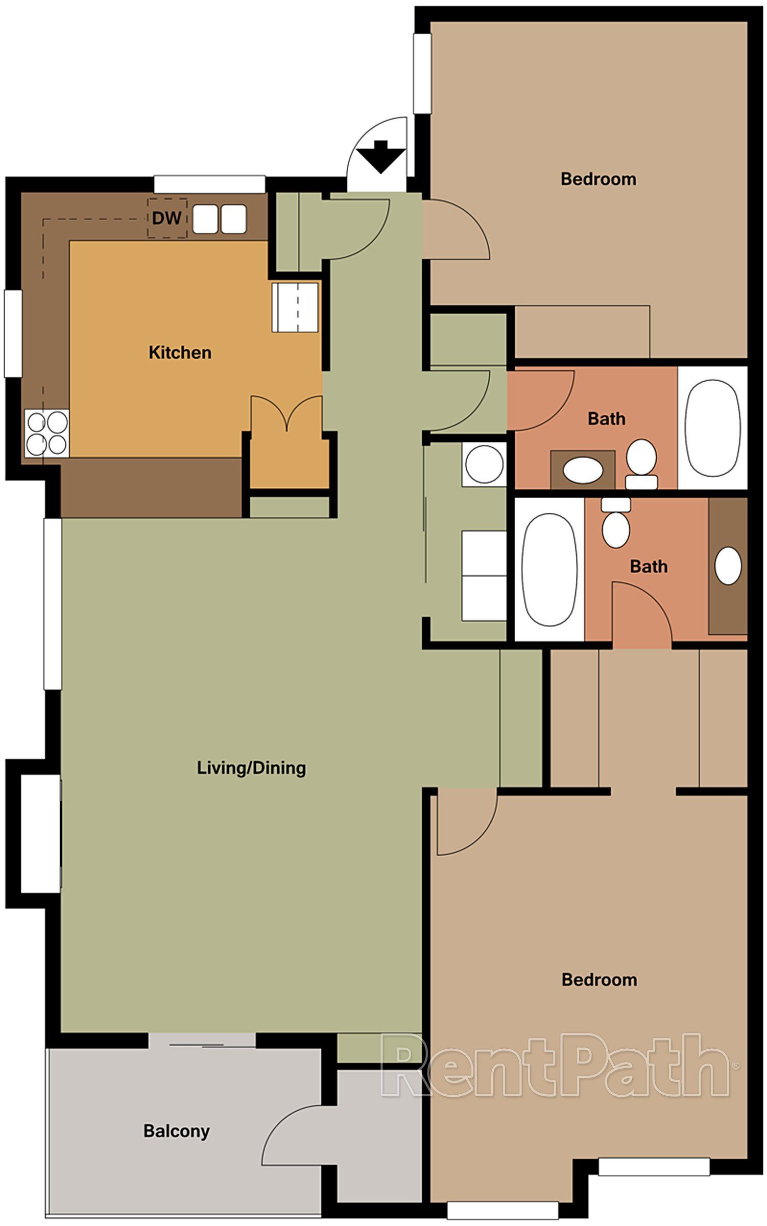 A floor plan of a house with a balcony