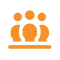 Orange group icon with three people in a rounded square