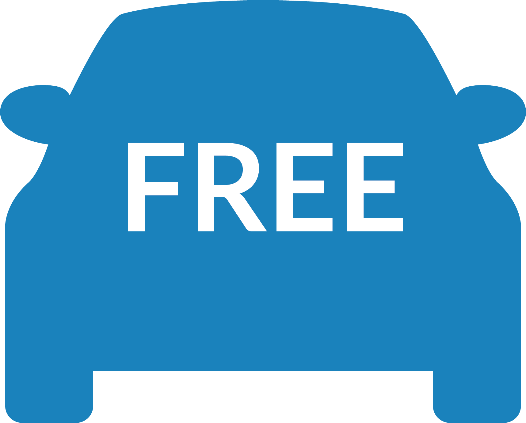 A blue car with the word free written on it.