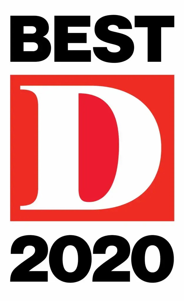 The best d 2020 logo is a red square with a letter d in the middle.
