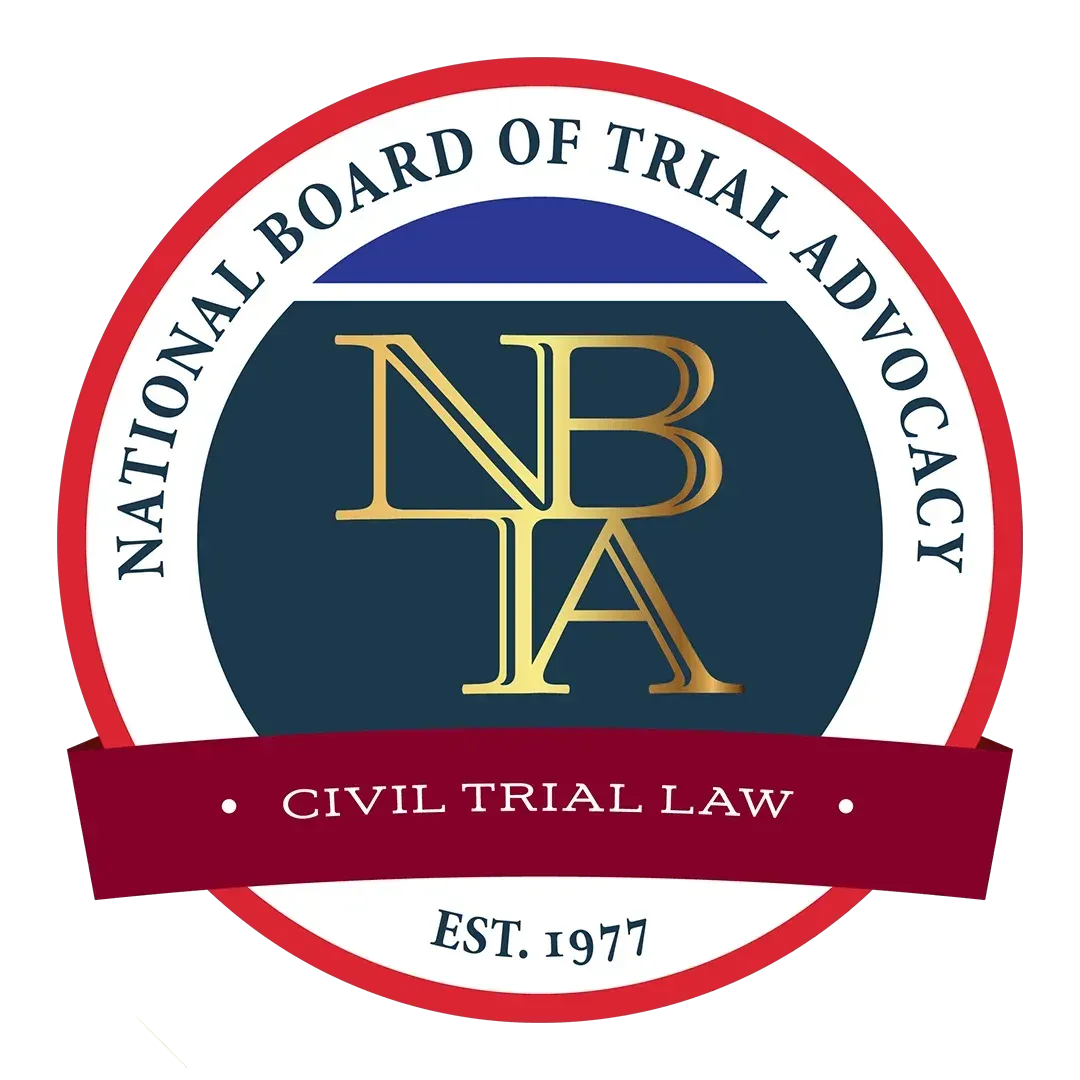 The logo for the national board of trial advocacy civil trial law