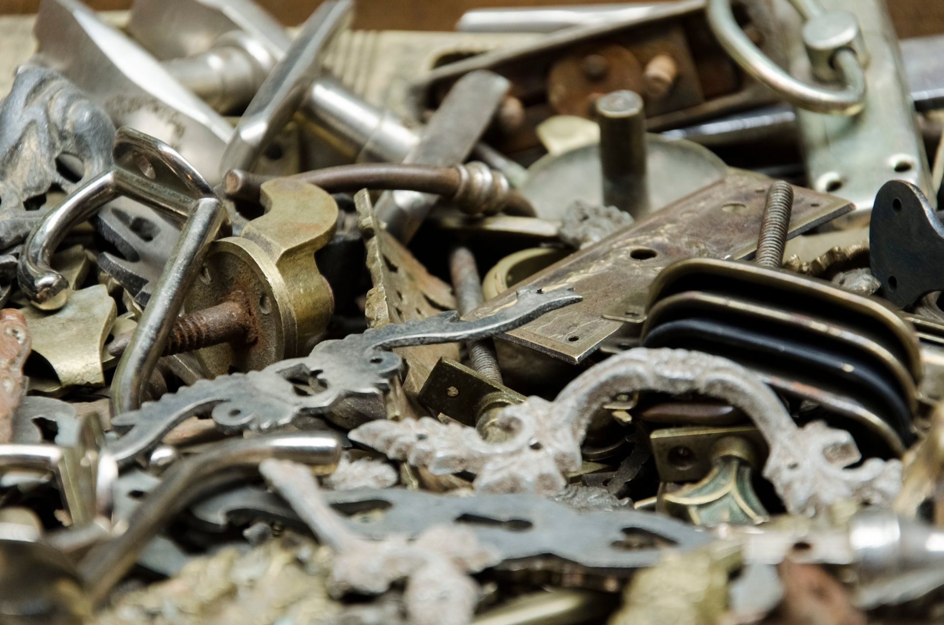 Pile of Antique Metal Door Hardware — B & B Scrap Metal in Coolum, QLD