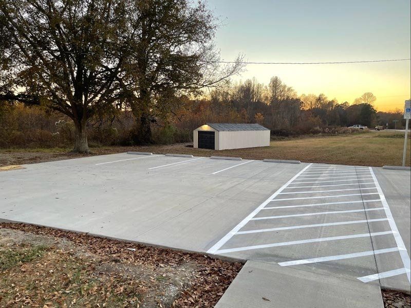 White Markings On Parking Area