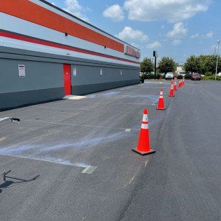 Traffic Cones In Parking Lot