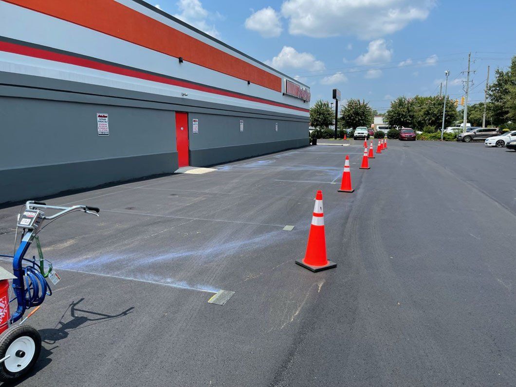 Traffic Cones In Parking Lot