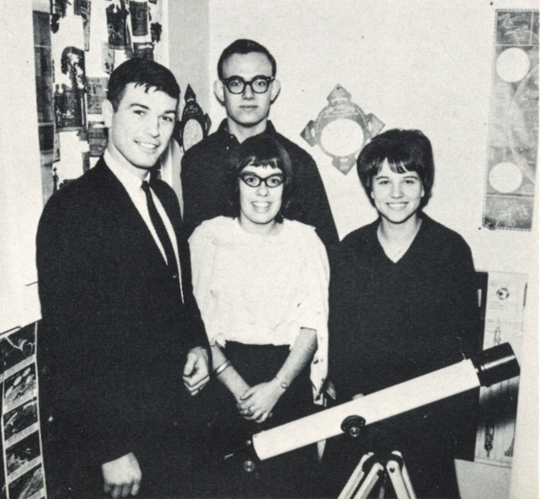 Photo from the 1960s with Mr. Oldenberg and three students.
