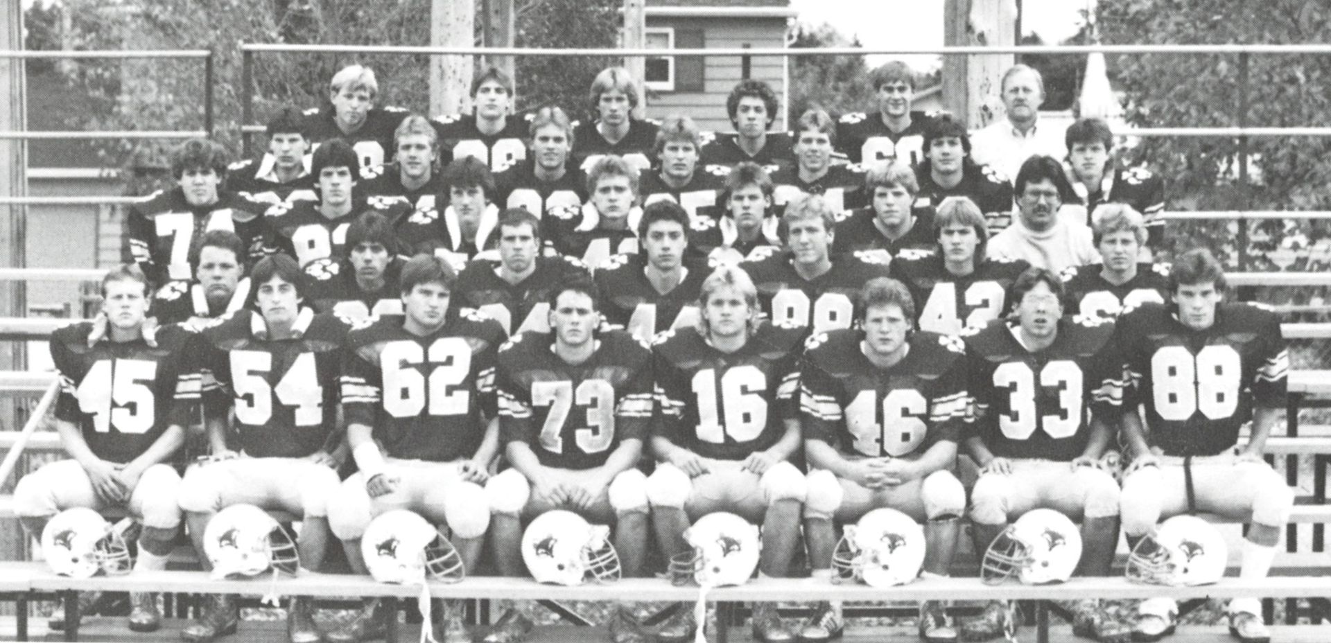 Football team on the bleachers