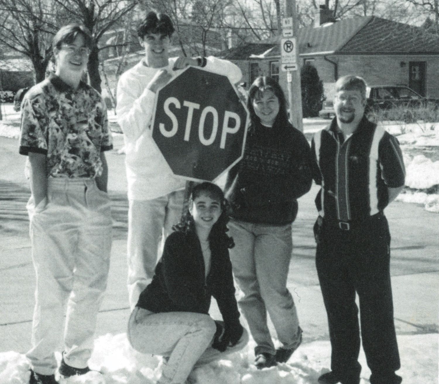 STOP group outside in the snow - advisor and students