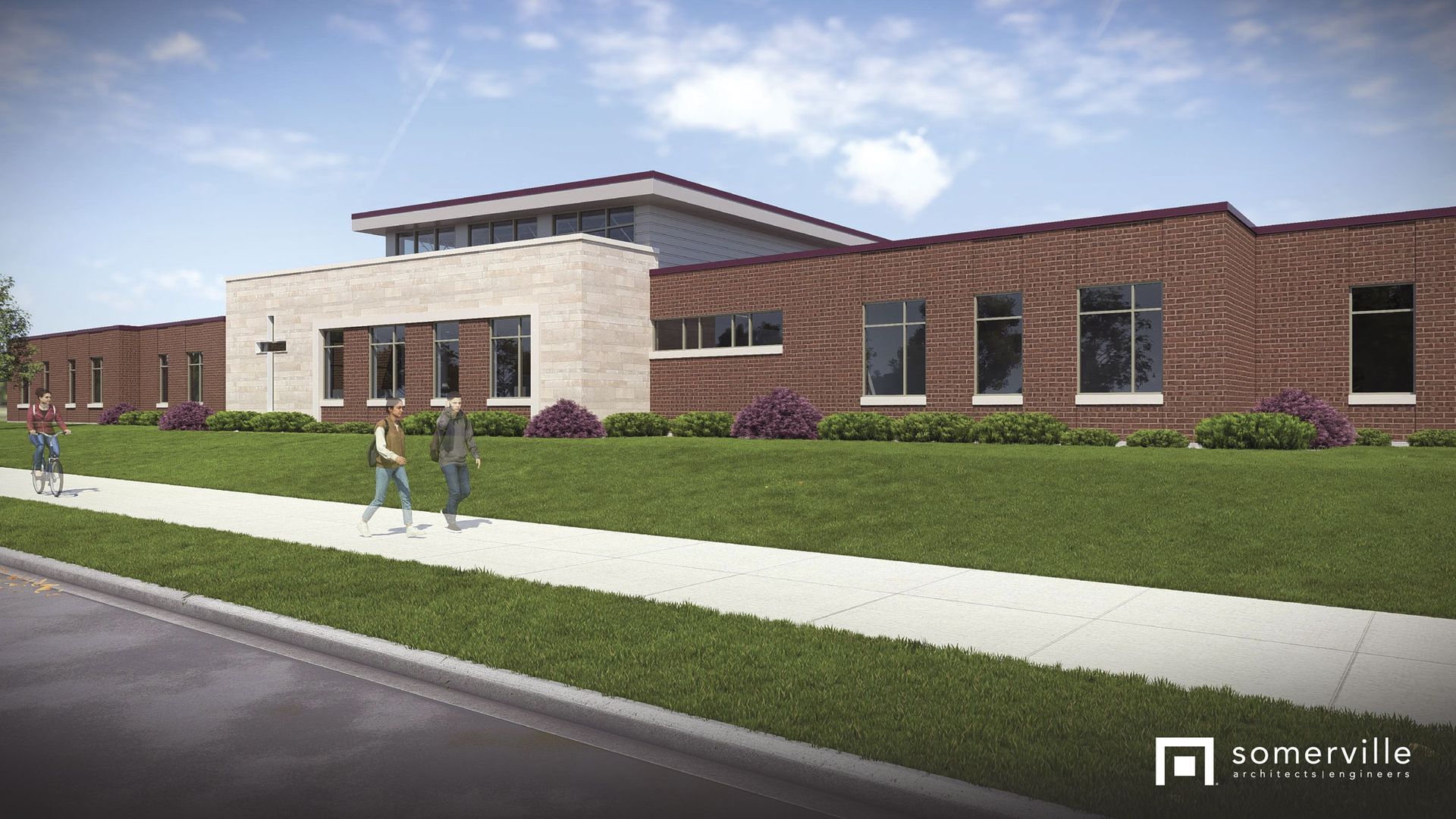 Rendering of the proposed addition - looking from across Meade Street